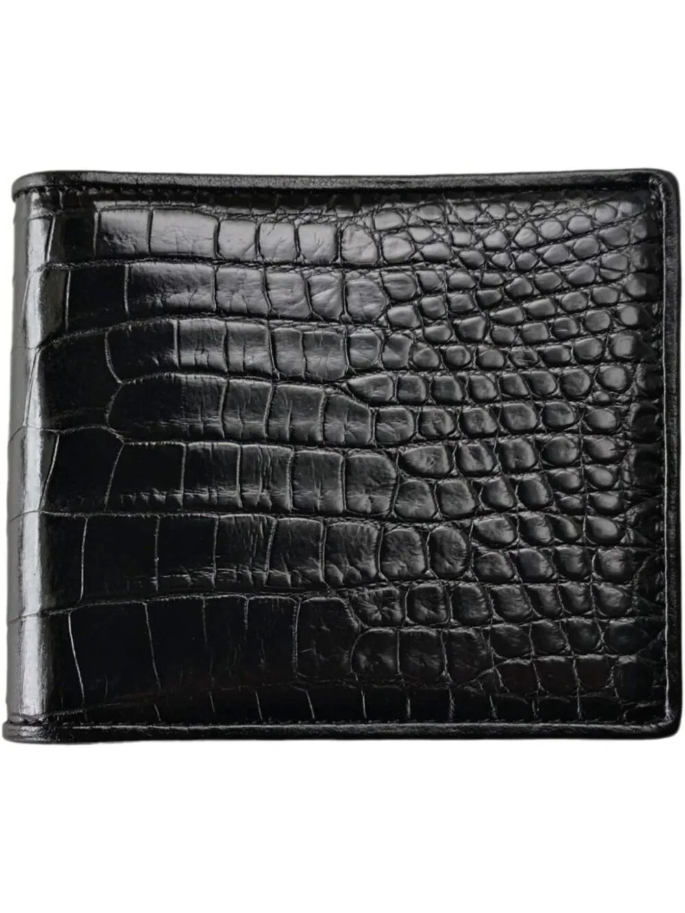 Handmade Crocodile Skin Wallet - Genuine Alligator, Luxury Gift for Him, Black